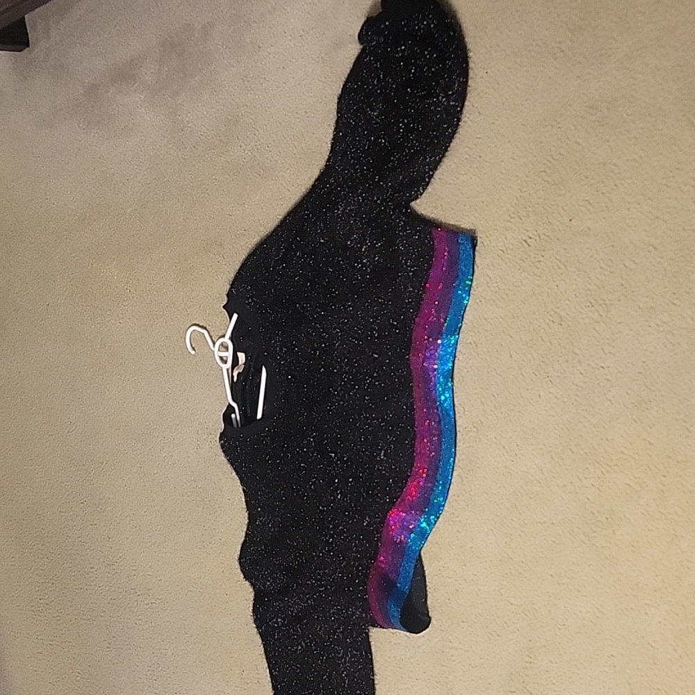 Peach Love Sparkly Black Sweater L EUC